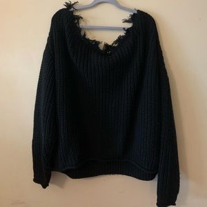 Womens Rue 21 frayed neck oversized sweater